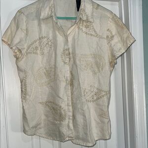 Liz Claiborne Cream Paisley Button Down Shirt